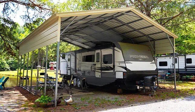 RV under metal carport in Waycross GA