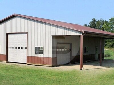 metal garage with two roll up doors and lean to Waycross Ga