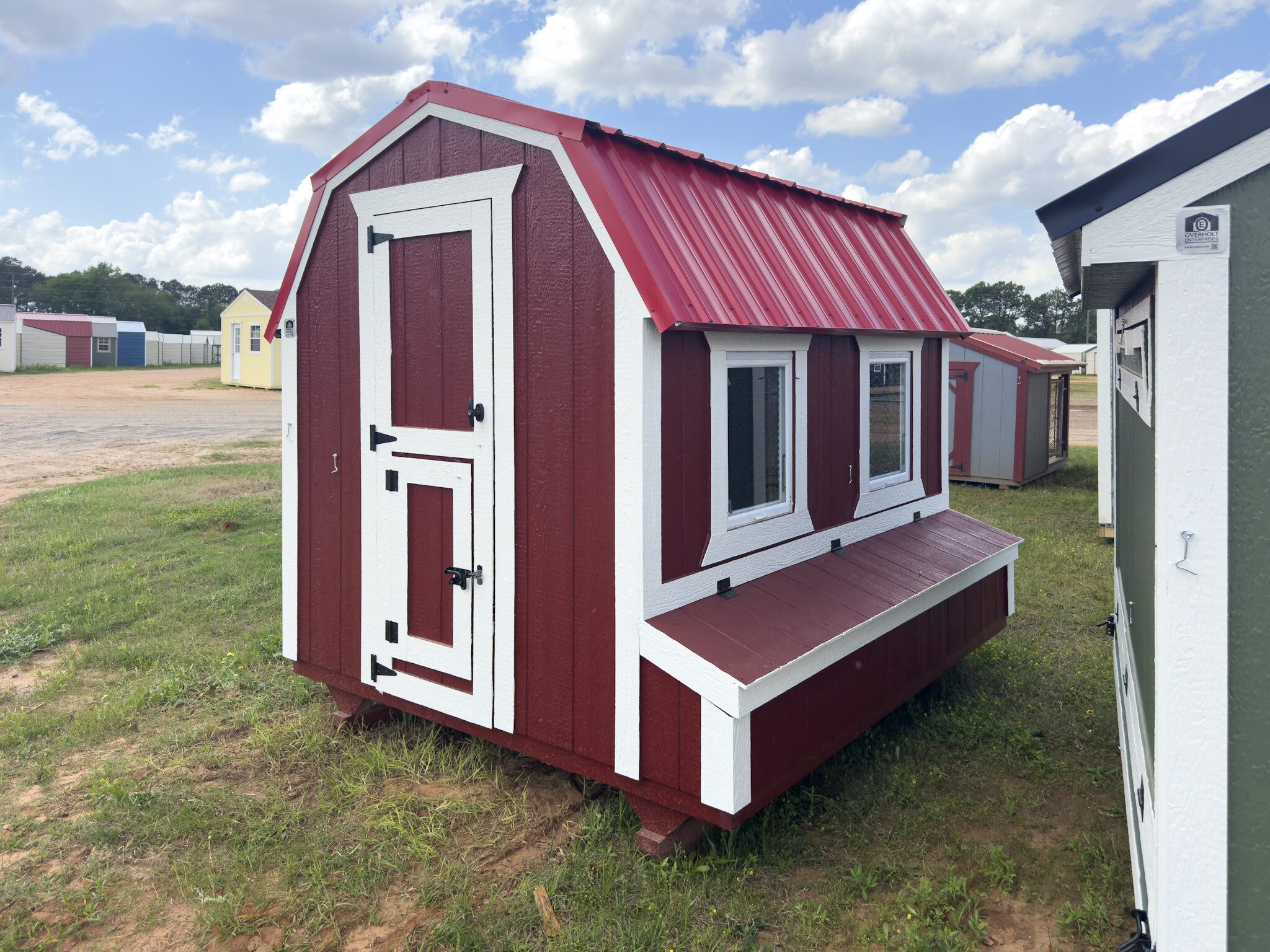 Custom-built portable hen house with nesting boxes
