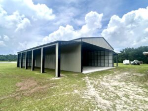 Custom metal building installed for blueberry farm in Waycross, Georgia by Two Way Buildings