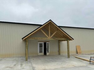 Metal building loft construction inside warehouse billiard
